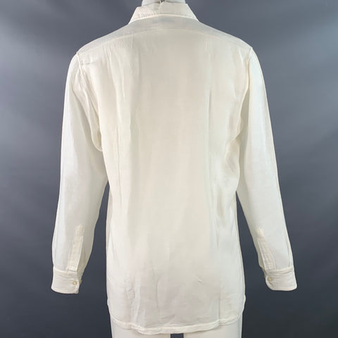 ERMENEGILDO ZEGNA Size M White Spread Collar Long Sleeve Shirt