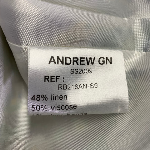 ANDREW GN Size 6 Green Yellow Linen Blend Paisley Jacket