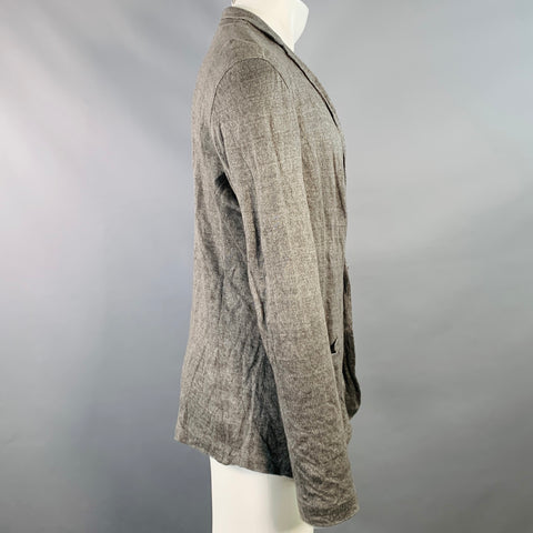 JOHN VARVATOS Size M Grey Charcoal Heather Linen Cotton Metallic Cardigan