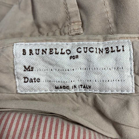 BRUNELLO CUCINELLI Size 34 Khaki Cotton Zip Fly Cargo Pockets Casual Pants