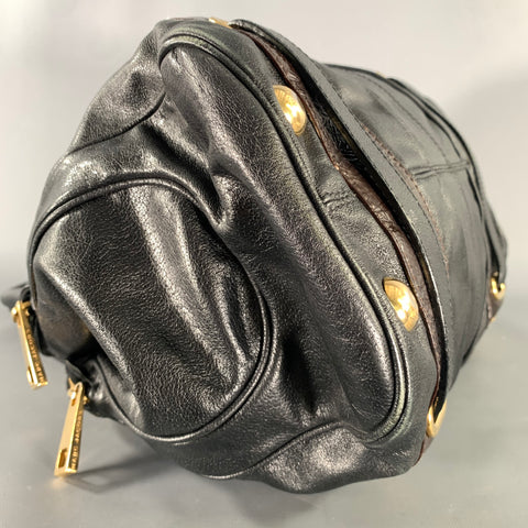 MARC JACOBS Black Brown Leather Satchel top Handles Handbag