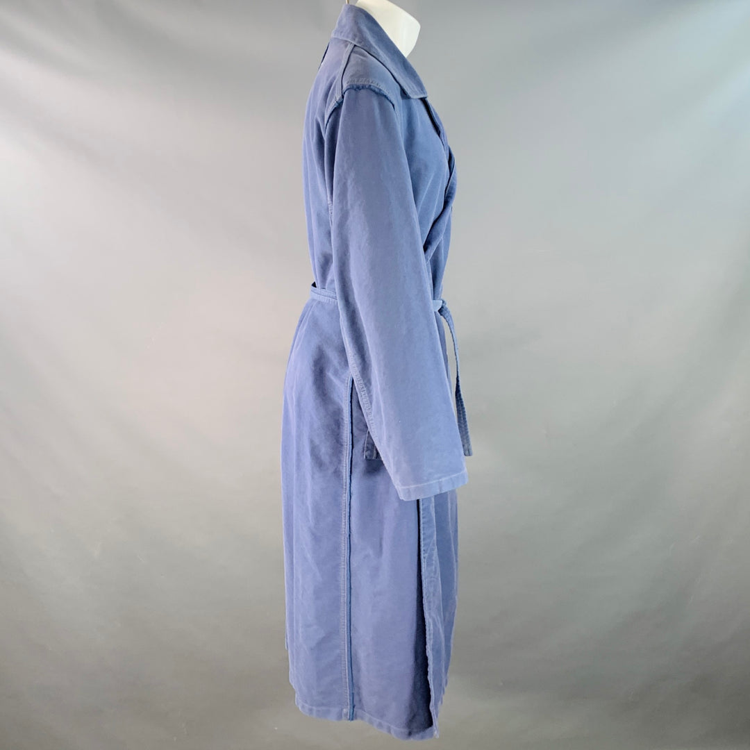 MAISON MARGIELA Size 34 Blue Wash Cotton Wrap Around Belted Trench Coat