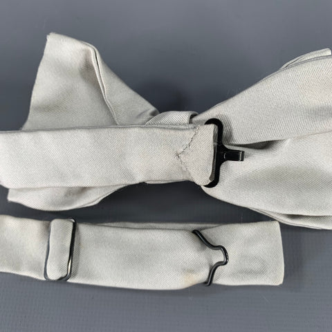 BRENDA KETT Silver Silk Pretied Bow Tie