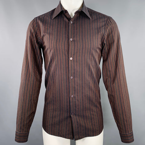 GIVENCHY Size M Black Orange Stripe Long Sleeve Shirt