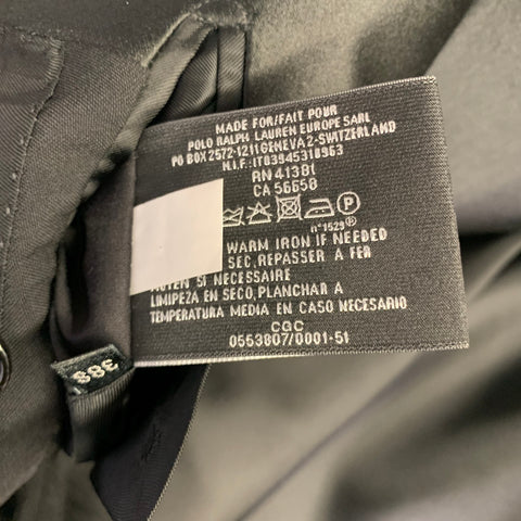 RALPH LAUREN Size 38 Short Black Wool Peak Lapel Tuxedo