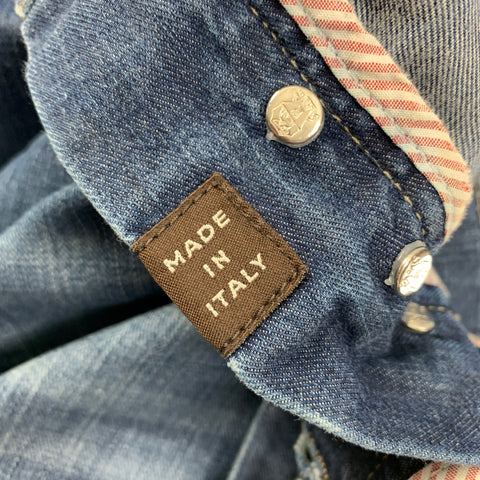 BRUNELLO CUCINELLI Talla 34 Vaqueros con bragueta de botones de algodón lavado azul