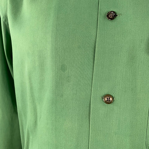 ISSEY MIYAKE Vintage Size L Green Blue Stripe Cotton One Pocket Long Sleeve Shirt