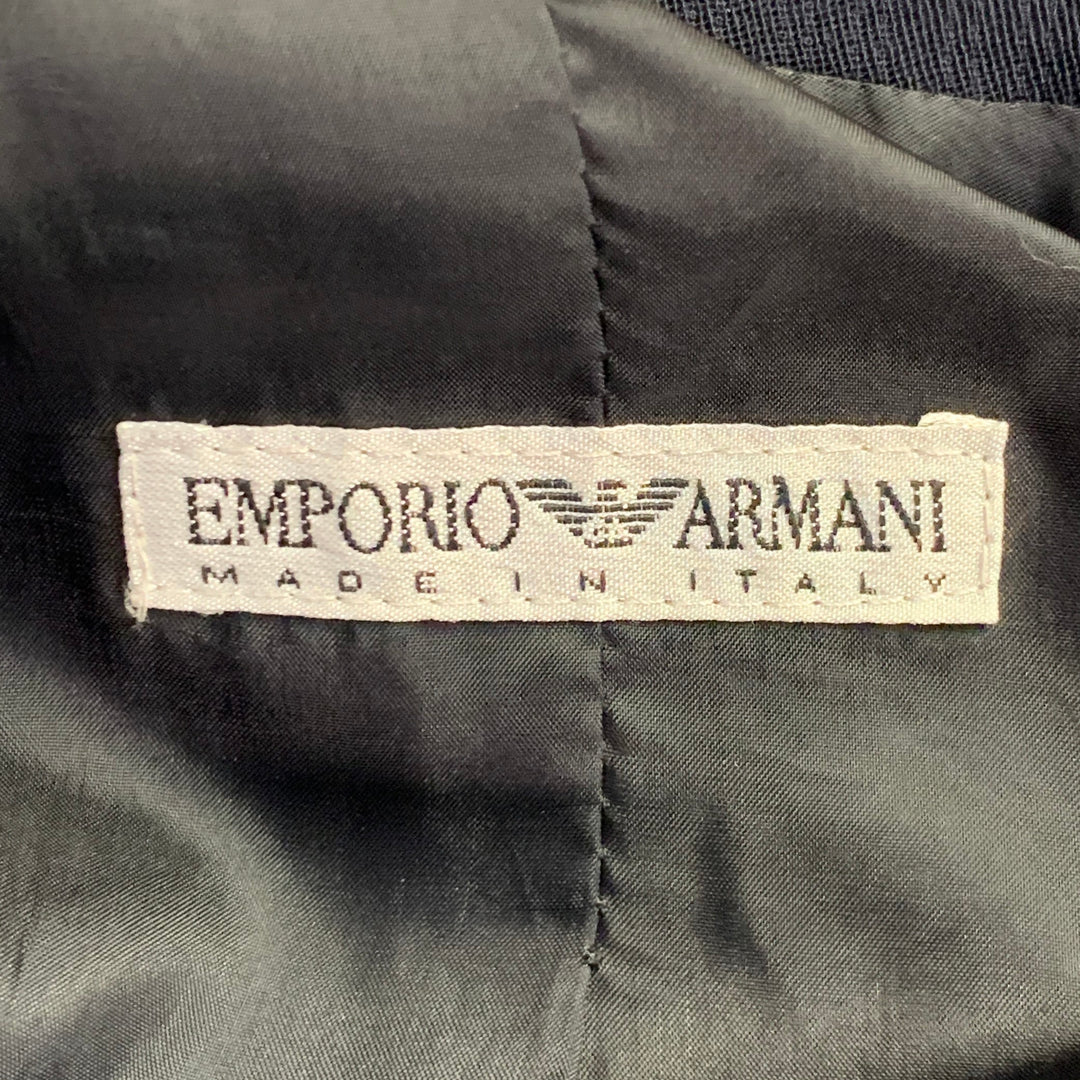 EMPORIO ARMANI Size 4 Navy Wool Blend Stripe Single Button Jacket Blazer