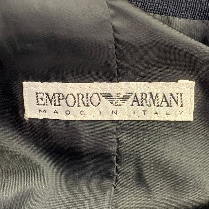 EMPORIO ARMANI Size 4 Navy Wool Blend Stripe Single Button Jacket Blazer