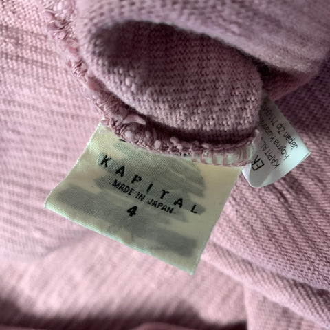 KAPITAL Size L Pink Cotton Crew Neck Pullover