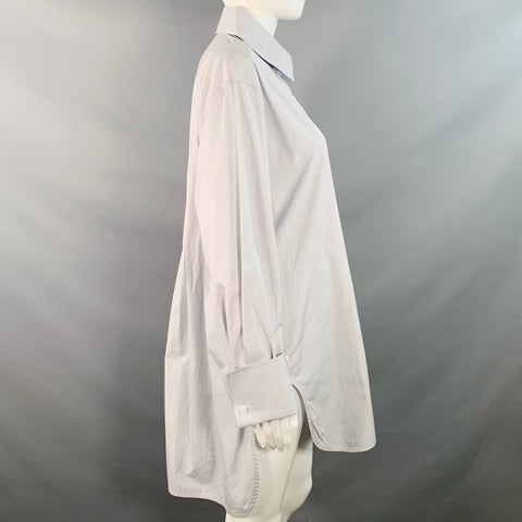 THE ROW Size M Blue White Cotton Stripe Oversized Hidden Placket Shirt