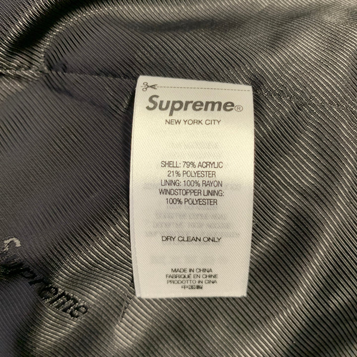SUPREME Size M Grey Charcoal Textured Acrylic Blend Faux Fur Coat