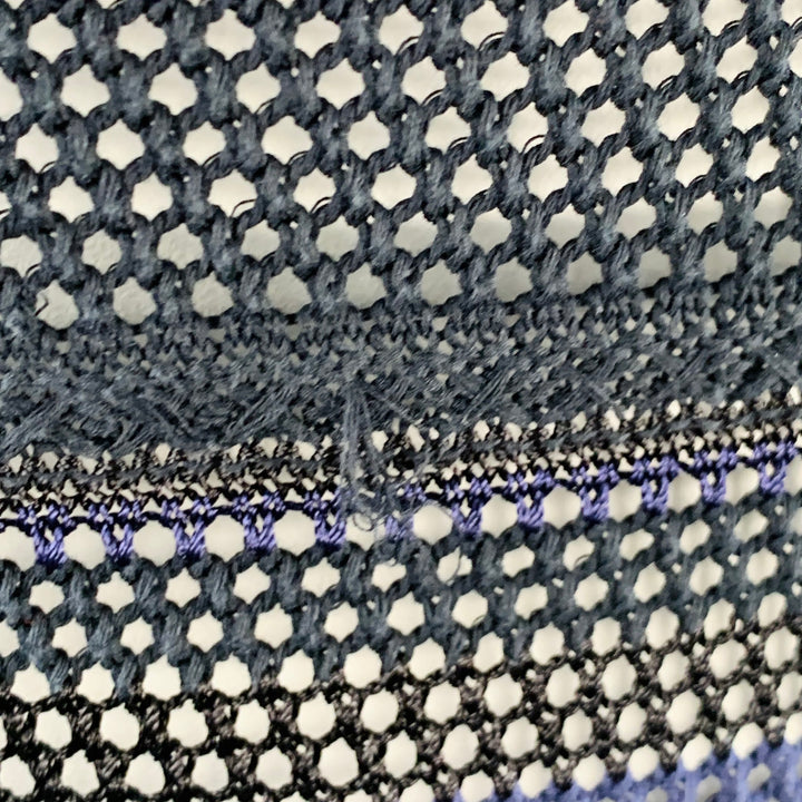 RAG & BONE Size L Navy Black Cotton Blend Textured Stripe Open Knit Pullover