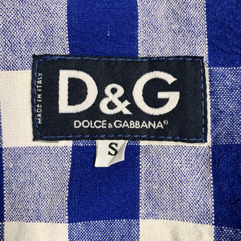 D&G by DOLCE & GABBANA Size S Blue White Cotton Gingham Jacket Blazer