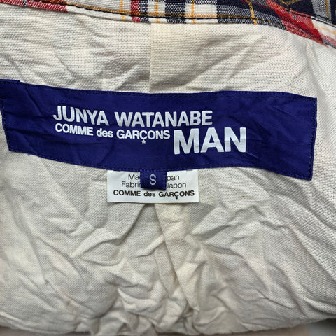 JUNYA WATANABE Chest Size S Red Navy & White Plaid Linen Blend Sport Coat