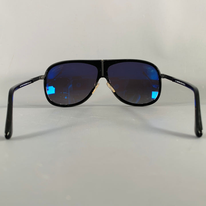 TOM FORD Chris Black Acetate Teardrop Aviator Sunglasses