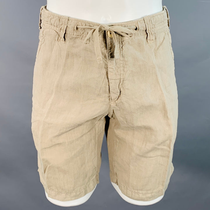 HARTFORD Size 32 Tan Linen Drawstring Shorts