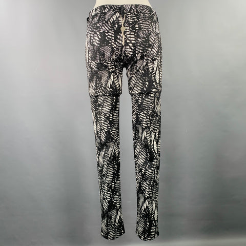MM6 MAISON MARGIELA Taille 4 Pantalon décontracté en mélange de coton imprimé noir et blanc