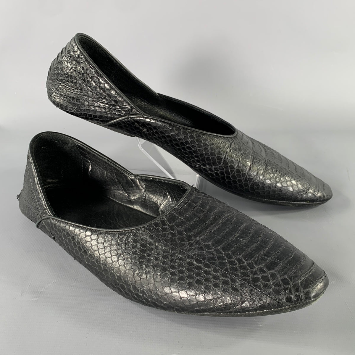 HAIDER ACKERMANN Size 8 Black Snake Leather Loafers – Sui 