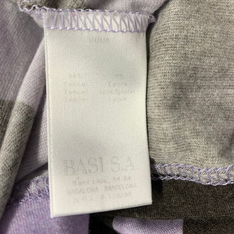 ARMAND BASI Size L Brown Purple Stripe Tencel Blend Short Sleeve T-shirt
