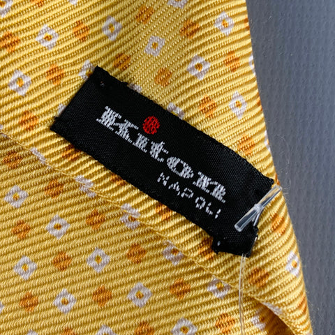 Cravate KITON motifs floraux orange et jaune