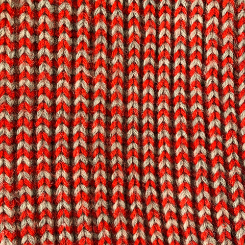 ALBAM Grey Red Knit Wool Scarf