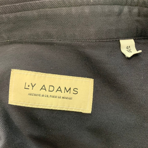 L.Y ADAMS Size L Navy Green Contrast Trim Cotton Long Sleeve Shirt