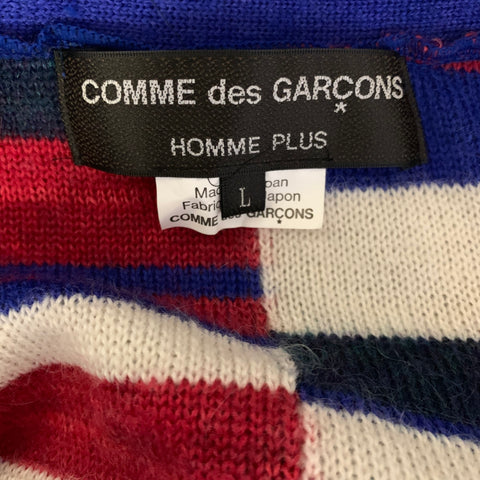 COMME des GARCONS Size L Blue Green & multi color Geometric Wool Blend Cardigan