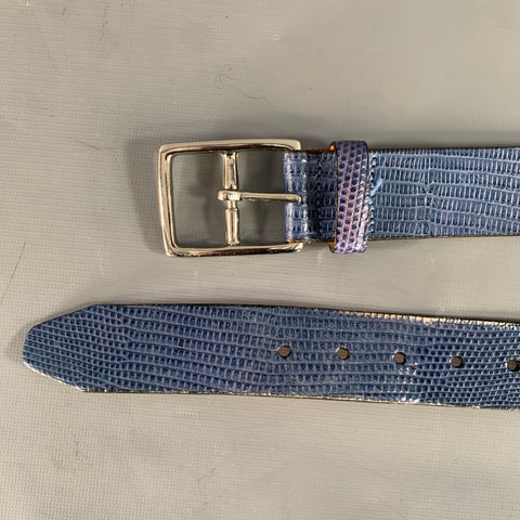 MARTIN DINGMAN Size 38 Blue Silver 5000713 Lizard Belt