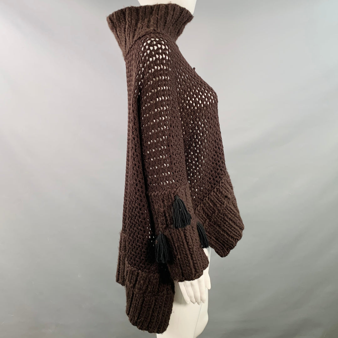 JOHN GALLIANO Size M Brown Wool Blend Turtleneck Chunky Knit Sweater