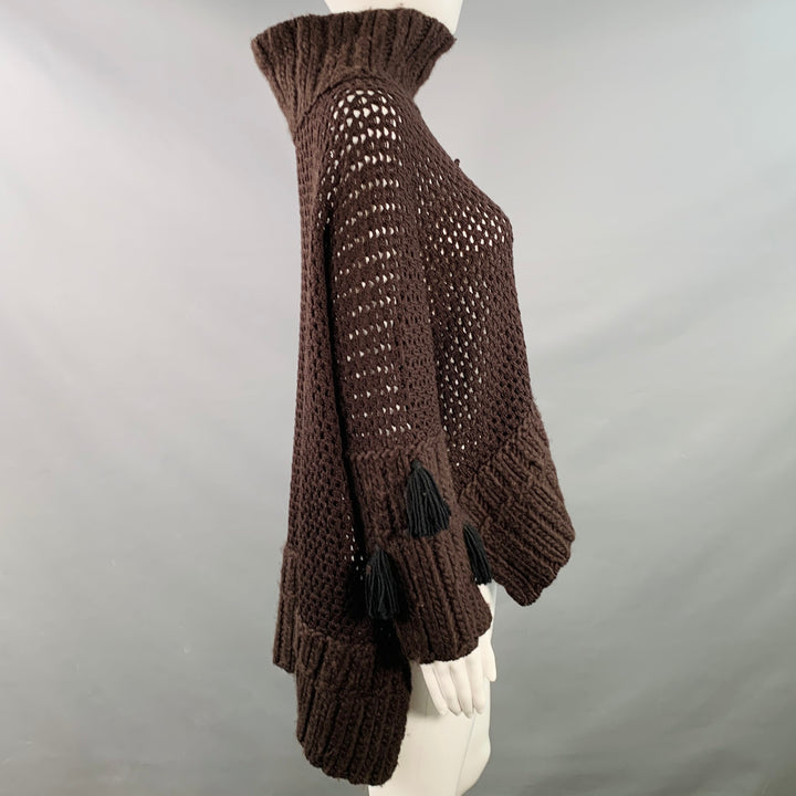 JOHN GALLIANO Size M Brown Wool Blend Turtleneck Chunky Knit Sweater