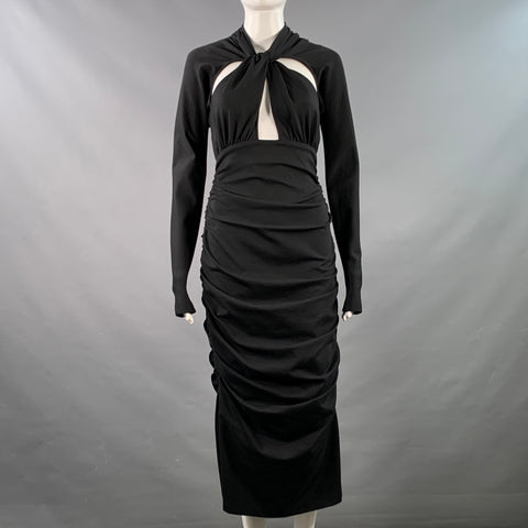 DOLCE & GABBANA Size 8 Black Viscose Blend Ruched Bodycon Cutout Cockt – Sui Generis Designer Consignment