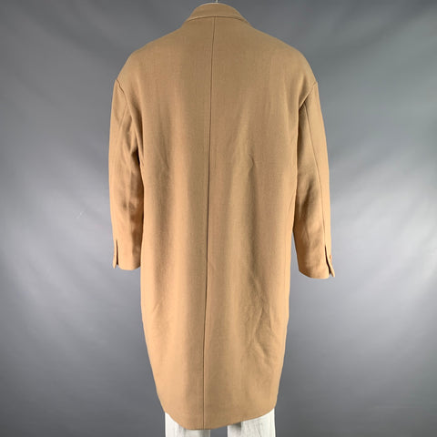 MR. GENTLEMAN Size 42 Khaki Solid Wool Blend Notch Lapel Coat