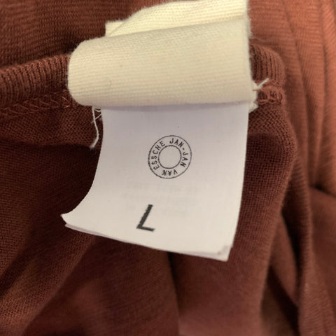 JAN JAN ESSCHE VAN Size L Burgundy Solid Cotton Cashmere Long Sleeve Shirt