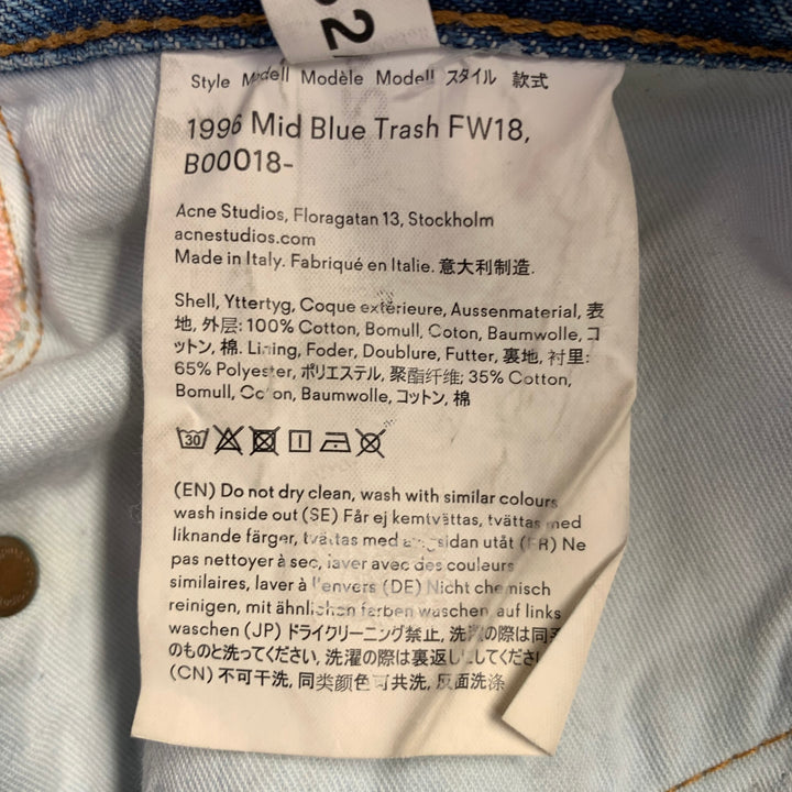 ACNE STUDIOS FW18 Size 30 1996 Trash Blue Cotton Straight Distressed Jeans