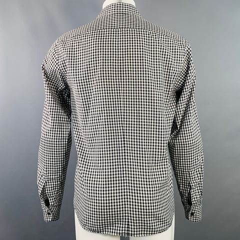 DRIES VAN NOTEN Size M Black White Gingham Cotton One Pocket Long Sleeve Shirt