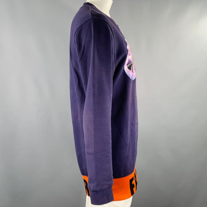 RAF SIMONS Size XXL Navy Shark Print Cotton Crew-Neck Sweatshirt