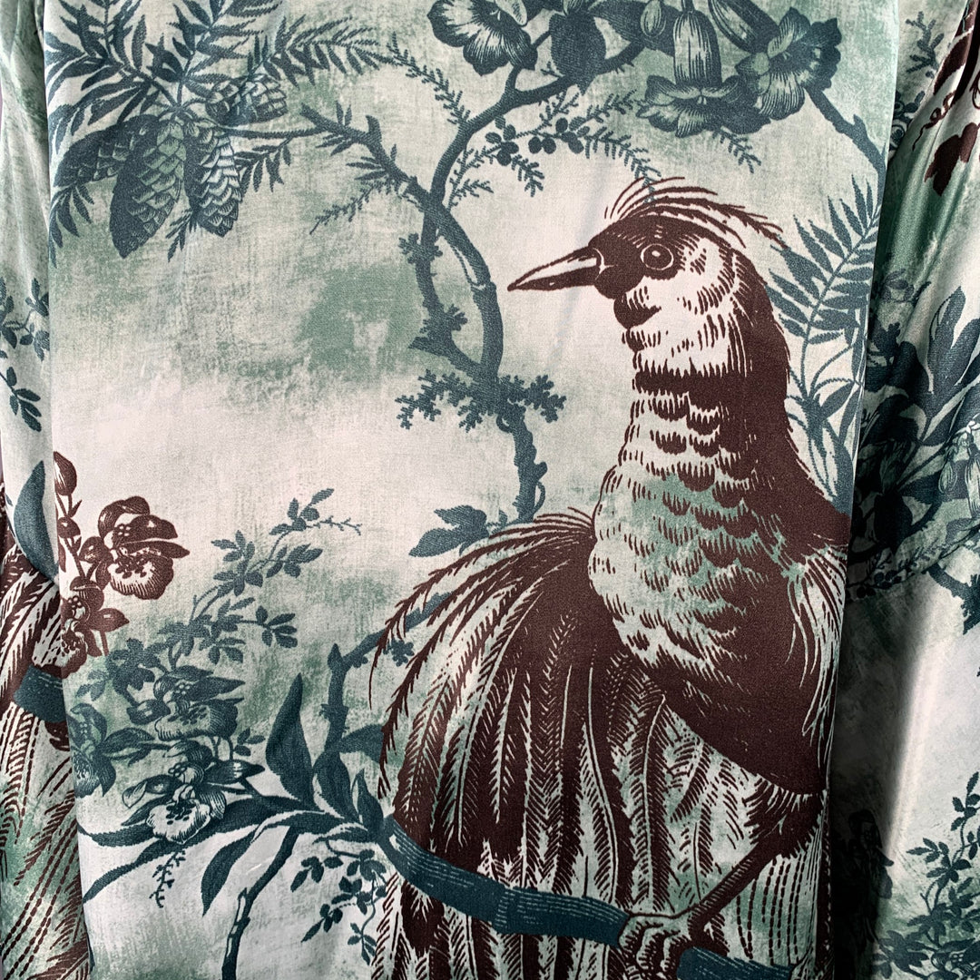 F.R.S. Size M Green Brown Cupro Graphic Pajama Pantsuit