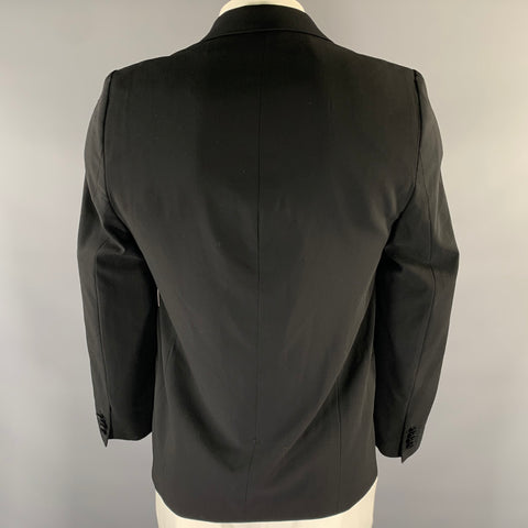EMPORIO ARMANI Size 44 Black Wool Peak Lapel Sport Coat