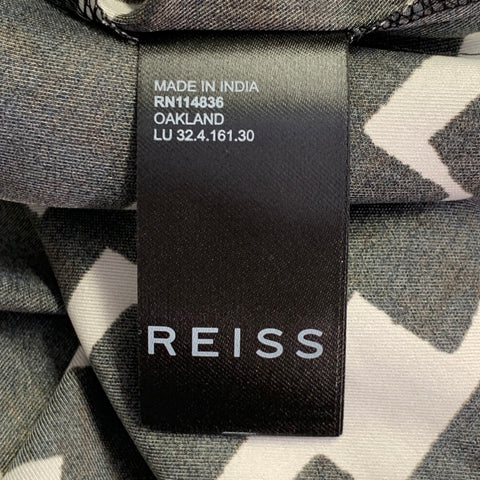 Chemise à manches courtes REISS taille M Oakland bleu marine et blanc à motifs géométriques en polyester