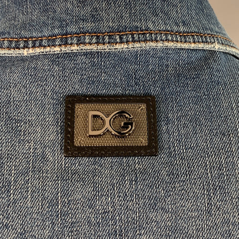 DOLCE & GABBANA Size L Blue Cotton Blend Denim Trucker Jacket