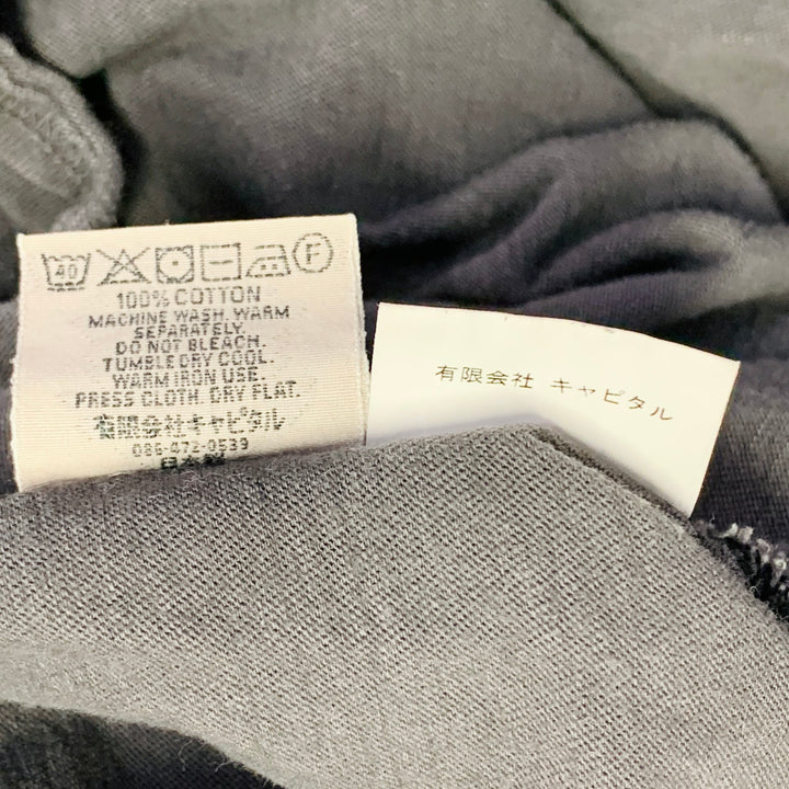 KAPITAL Size L Grey Cream Bandana Print Cotton One Pocket Oversized T-shirt