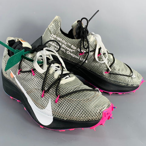 OFF-WHITE Size 13.5 Vapor Street Black Pink Color Block Lace-Up Sneakers