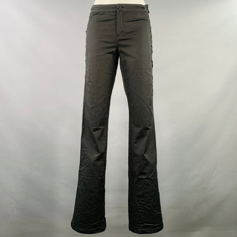 MOSCHINO Size 8 Black Cotton Blend Lace-Up Casual Pants