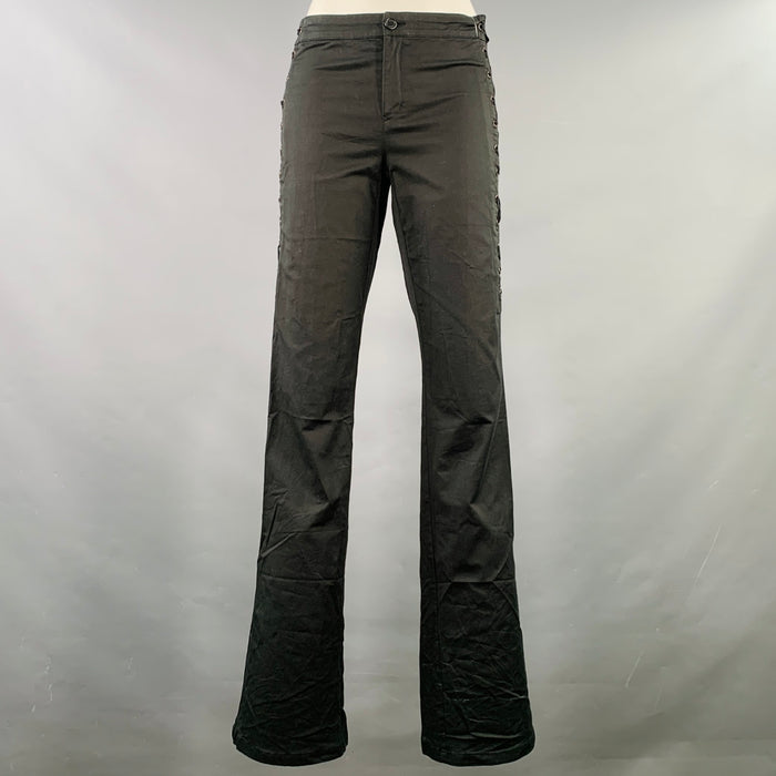 MOSCHINO Size 8 Black Cotton Blend Lace-Up Casual Pants