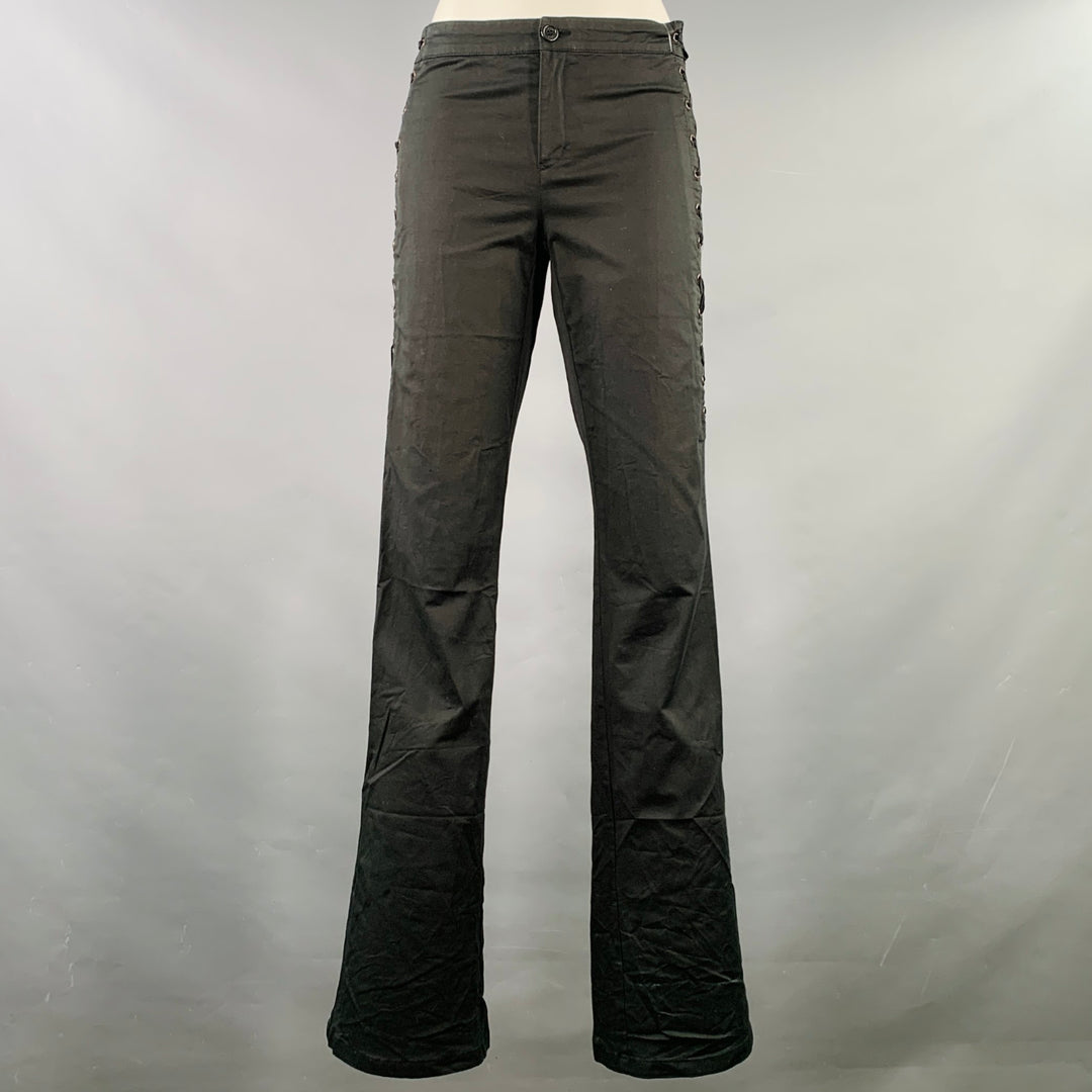 MOSCHINO Size 8 Black Cotton Blend Lace-Up Casual Pants