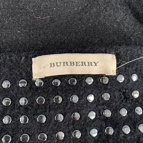 BURBERRY Black Gunmetal Studded Wool Blend Scarf