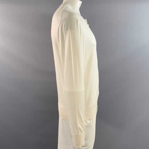 TOM FORD Size XL White Knitted Silk Cupro Hanley Pullover