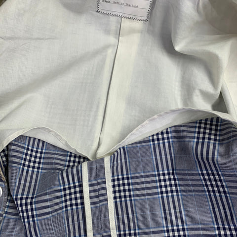 BLACK FLEECE Size 42 Navy White Plaid Cotton Silk Sport Coat