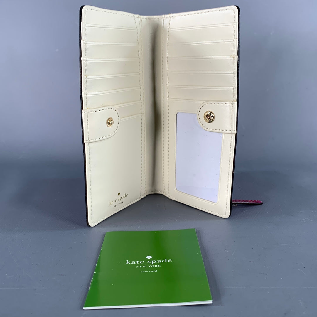 KATE SPADE Pink Silver Glitter Acetate Checkbook Wallet